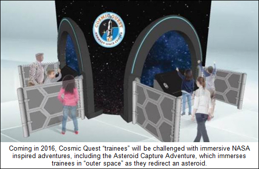 Immersive Live-Action Game Experience - Cosmic Quest - Launches at Kennedy Space Center Visitor Complex February 2016