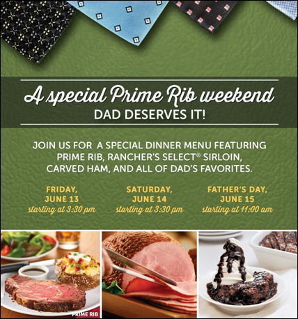 Ryan's, Hometown Buffet and Old Country Buffet Treat Dad to a Manly Meal All Father's Day Weekend June 13 Through 15