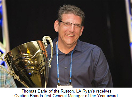 Thomas Earle of the Ruston, LA Ryan's receives Ovation Brands first General Manager of the Year award