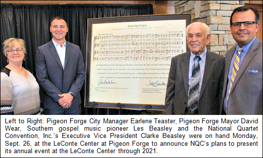 LeConte Center at Pigeon Forge, National Quartet Convention Ink Five-Year Contract Extension