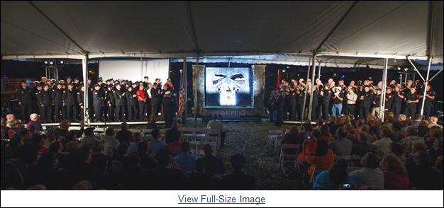 In recognition of more than 300 first responders from across the state of Tennessee who answered the call during the Nov. 2016 wildfires, the city of Pigeon Forge (Tenn.) dedicated a 4,400-pound stainless steel tribute wall in the city's Patriot Park on Tuesday evening (Nov. 7).