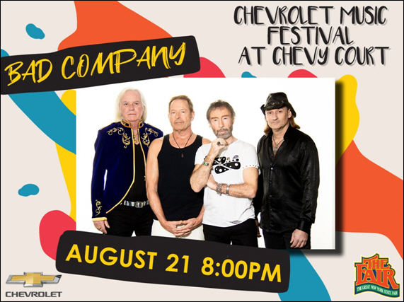 Bad Company to Open the 2019 Great New York State Fair's Chevrolet Music Festival at Chevy Court