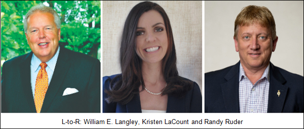 L-to-R: William E. Langley, Kristen LaCount and Randy Ruder