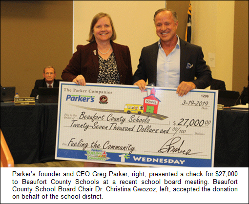Parker's Donates $27,000 to Beaufort County Schools Through Fueling the Community Program