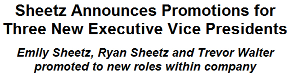 Sheetz Announces Promotions for Three New Executive Vice Presidents