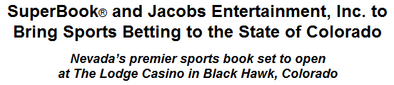 SuperBook and Jacobs Entertainment, Inc. to Bring Sports Betting to the State of Colorado