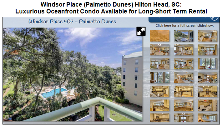 Windsor Place (Palmetto Dunes) Hilton Head, SC: Luxurious Oceanfront Condo Available for Long-Short Term Rental