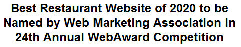 Best Restaurant Website of 2020 to be Named by Web Marketing Association in 24th Annual WebAward Competition