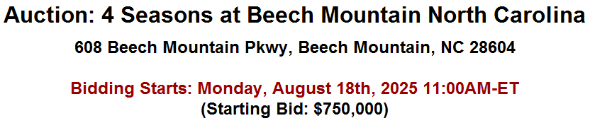 Auction: 4 Seasons at Beech Mountain North Carolina
