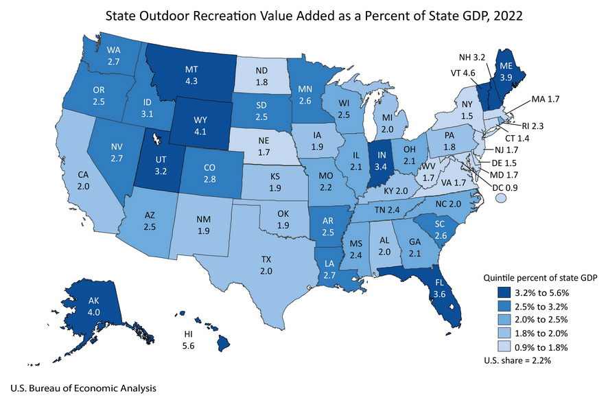 BEA Advisory: Outdoor Recreation Satellite Account, U.S. and States, 2022