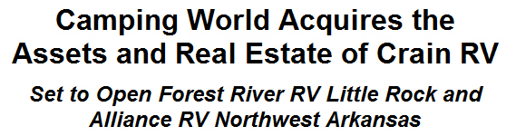 Camping World Acquires the Assets and Real Estate of Crain RV