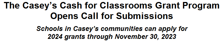 The Caseys Cash for Classrooms Grant Program Opens Call for Submissions