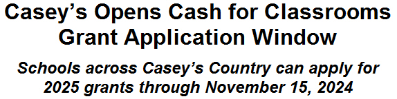 Caseys Opens Cash for Classrooms Grant Application Window