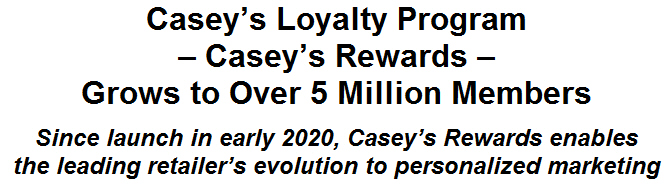 Caseys Loyalty Program - Caseys Rewards - Grows to Over 5 Million Members