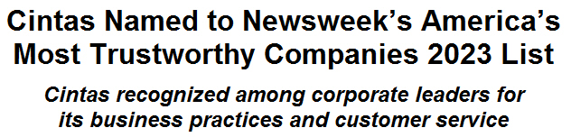 Cintas Named to Newsweek's America's Most Trustworthy Companies 2023 List