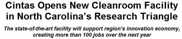 Cintas Opens New Cleanroom Facility in North Carolina's Research Triangle