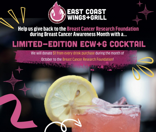 East Coast Wings + Grill Joins the Fight Against Breast Cancer with 'Pink Ribbon' Campaign