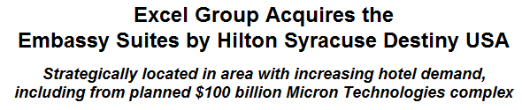 Excel Group Acquires the Embassy Suites by Hilton Syracuse Destiny USA