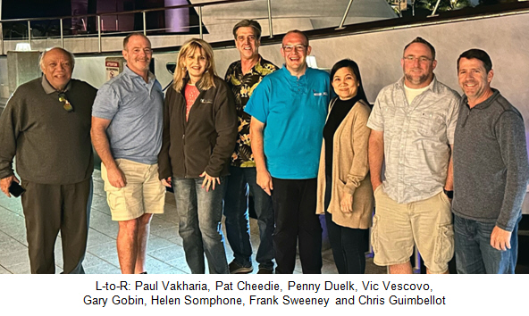 L-to-R: Paul Vakharia, Pat Cheedie, Penny Duelk, Vic Vescovo, Gary Gobin, Helen Somphone, Frank Sweeney and Chris Guimbellot