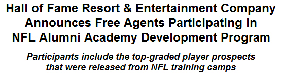 WFA Partners With NFL Alumni Academy and Hall of Fame Resort