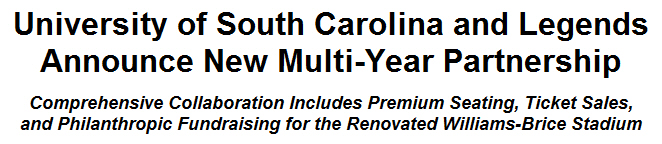 University of South Carolina and Legends Announce New Multi-Year Partnership