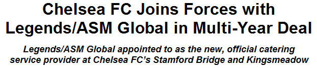 Chelsea FC Joins Forces with Legends/ASM Global in Multi-Year Deal