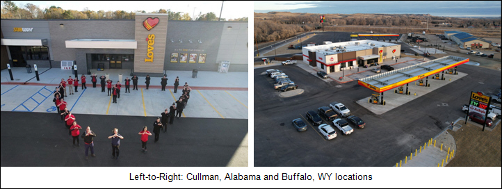 Left-to-Right: Cullman, Alabama and Buffalo, WY locations