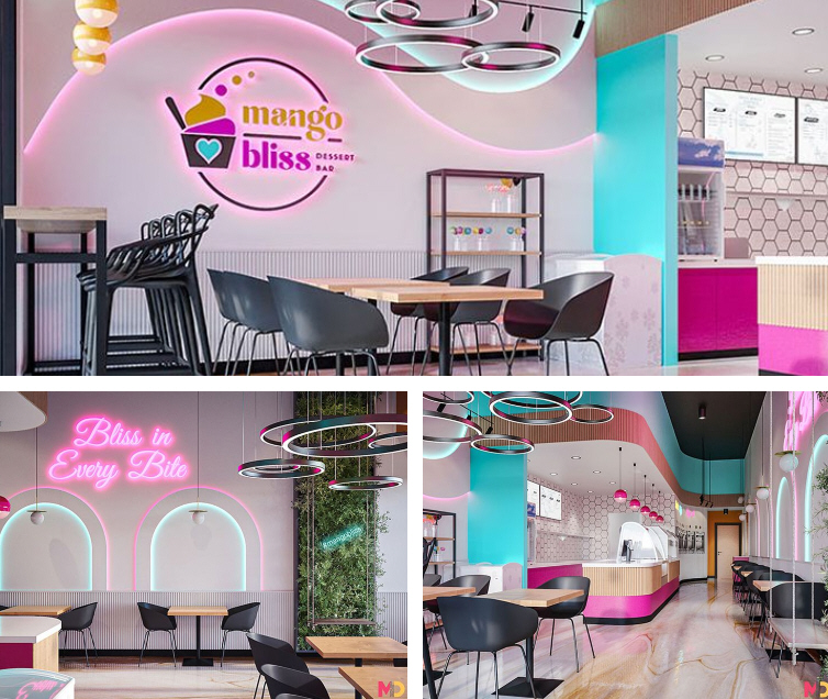 Mango Bliss Dessert Bar Wows with LED Lights and Vibrant Colors