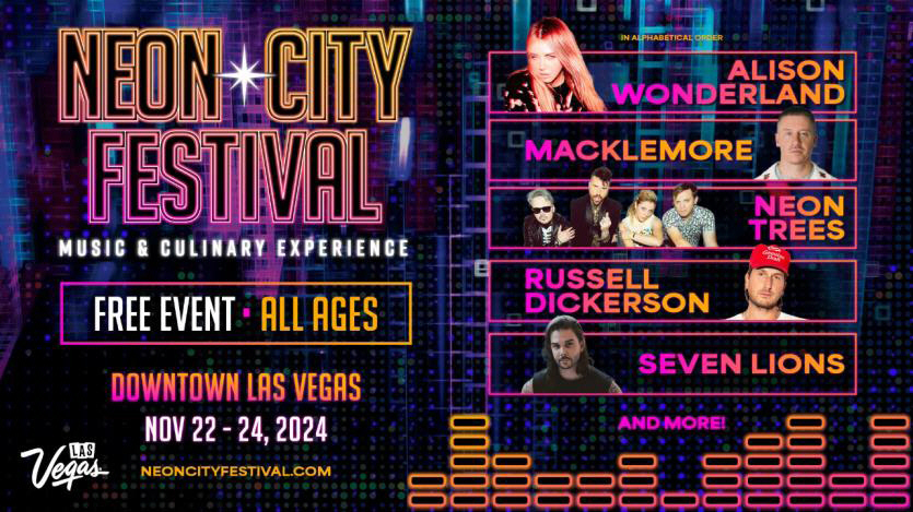 Macklemore, Seven Lions, Alison Wonderland, Russell Dickerson and Neon Trees to Headline Inaugural Neon City Festival, November 22-24