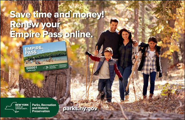 New York State Parks Introduces Online Empire Pass Renewals at a $10 Savings Now Through March 31, 2019