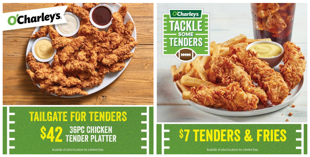 OCharleys Announces ''Tackle Some Tenders'' Dine-In and Take-Out Promotions for College Football Season