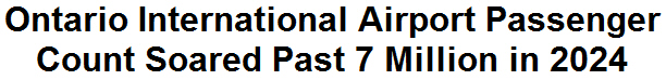 Ontario International Airport Passenger Count Soared Past 7 Million in 2024