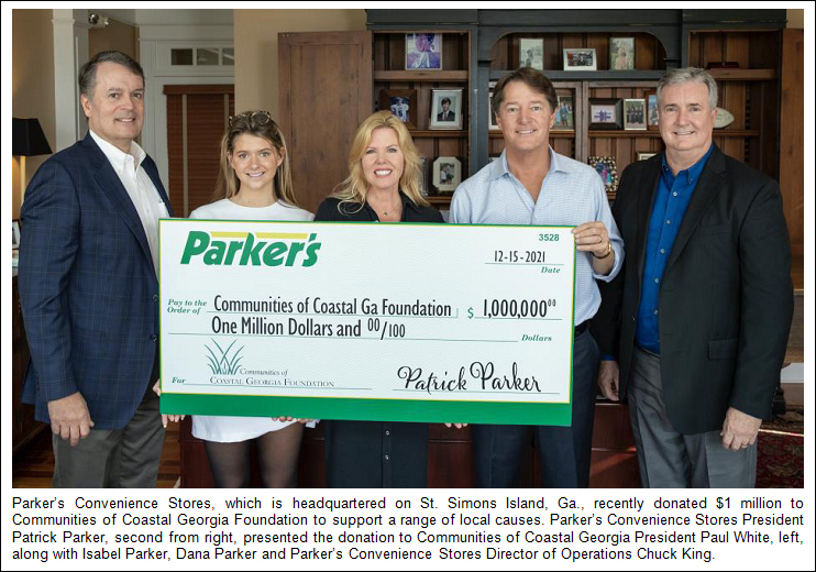 Parker's Convenience Stores on St. Simons Island, Ga. Donates $1 Million to Communities of Coastal Georgia Foundation to Support Local Causes