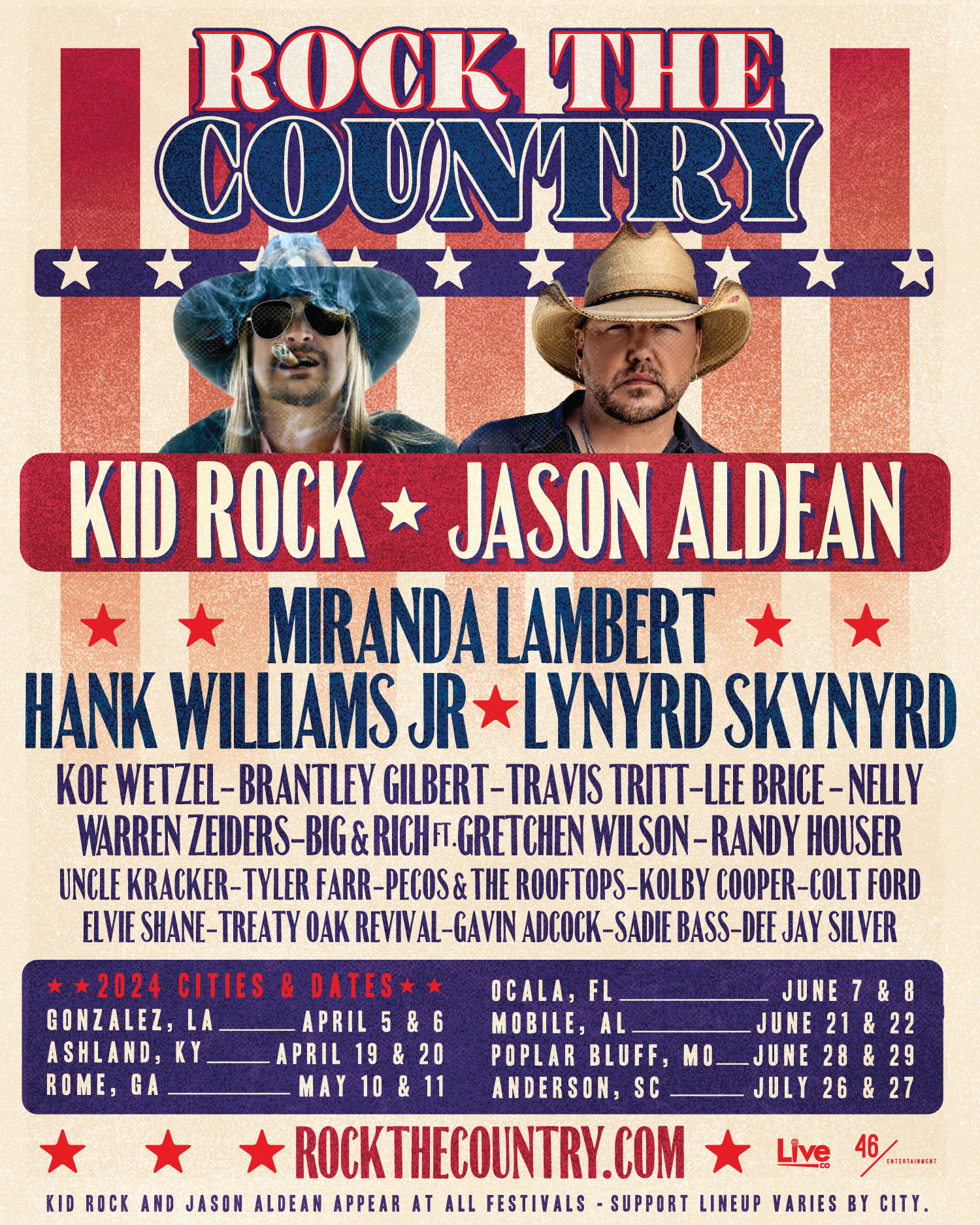 Jason Aldean & Kid Rock To Headline Inaugural ''Rock The Country'' Festivals! Jason Aldean & Kid Rock To Headline Inaugural ''Rock The Country'' Festivals!