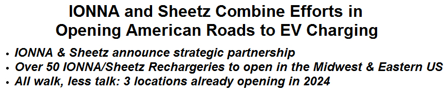 IONNA and Sheetz Combine Efforts in Opening American Roads to EV Charging