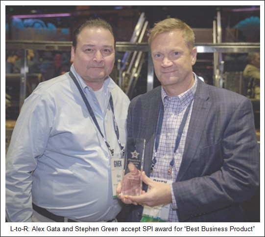 L-to-R: Alex Gata and Stephen Green accept SPI award for ''Best Business Product''