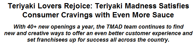 Teriyaki Lovers Rejoice: Teriyaki Madness Satisfies Consumer Cravings with Even More Sauce