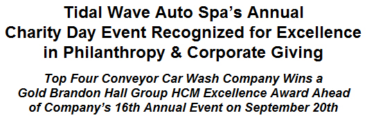 Tidal Wave Auto Spa's Annual Charity Day Event Recognized for Excellence in Philanthropy & Corporate Giving