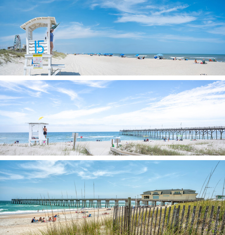 Top to Bottom: Carolina Beach, Kure Beach, and Wrightsville Beach