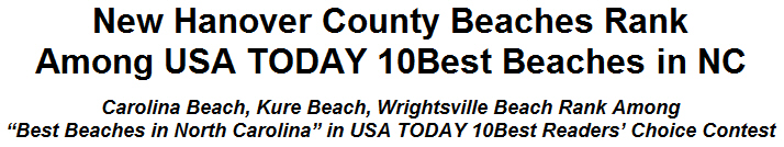 New Hanover County Beaches Rank Among USA TODAY 10Best Beaches in NC